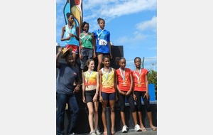 Championnats de cross 2012 - Les benjamines championnes par équipes (Garance, Jessie, Emilie et Cassandra)