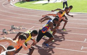 Valence 18 juillet - Ludgi au départ de la fatidique demi-finale du 100m